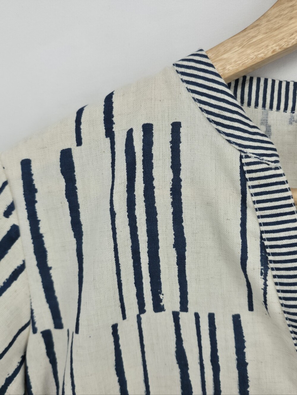 Utsa Cotton Linen Blend Coastal Lagenlook Abstract Tunic Hi Low Small - Picture 6 of 15